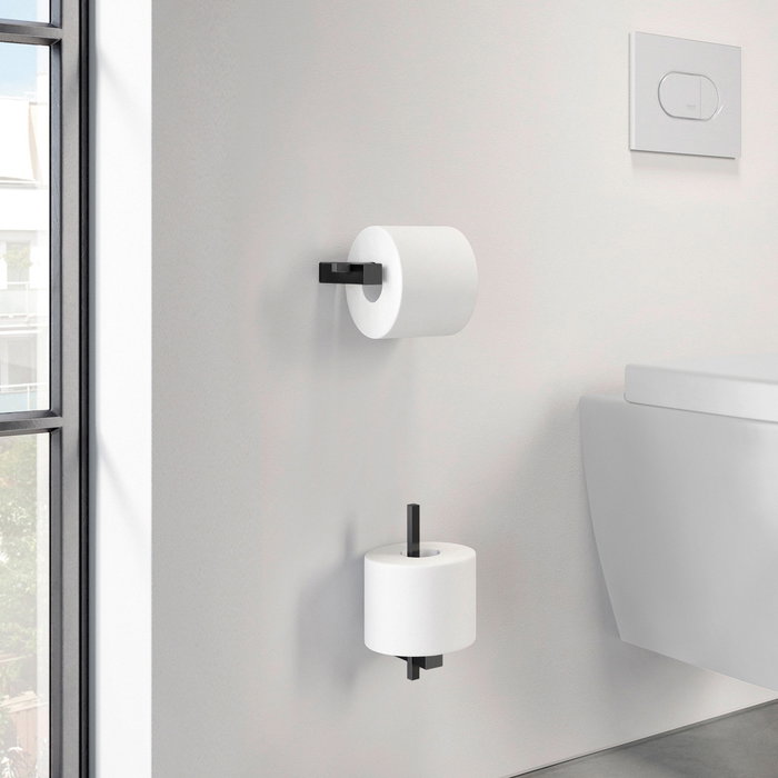 Zack Carvo Portarrollos WC Negro Montable Izquierda o Derecha L.16,5 cm Prof.10 cm H.2,5 cm